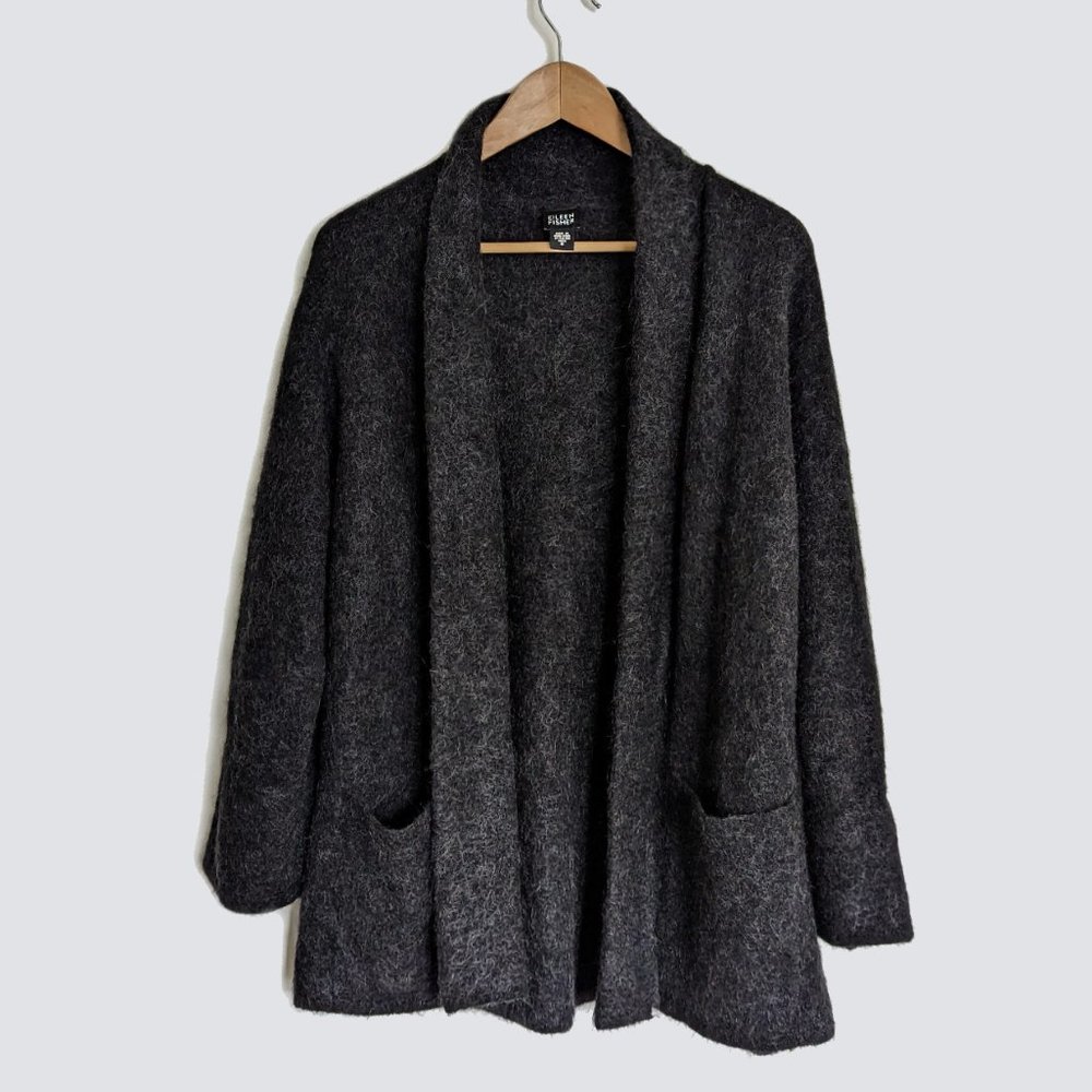 Eileen Fisher Mohair & Wool Blend Cardigan in Dark Gray